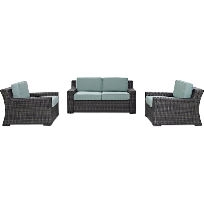 Outdoor Furniture - Tethys Outdoor Loveseat and 2 Chairs Set
