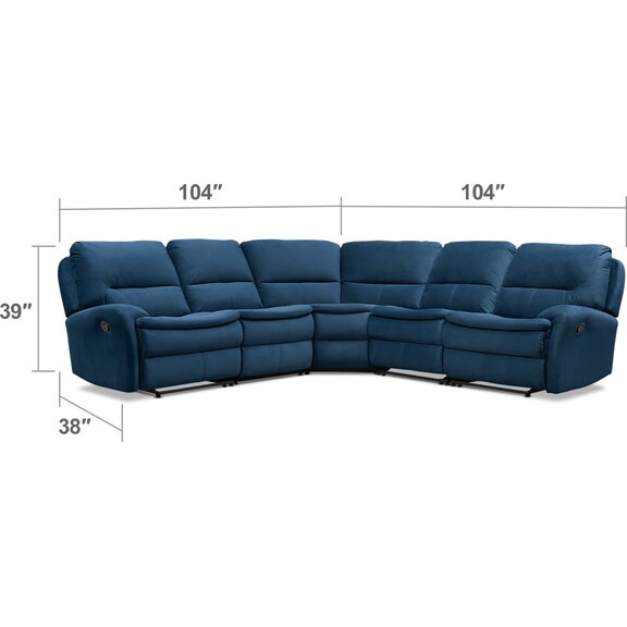 Living Room Furniture - Cruiser 5-Piece Manual Reclining Sectional and Recliner Set - Ink