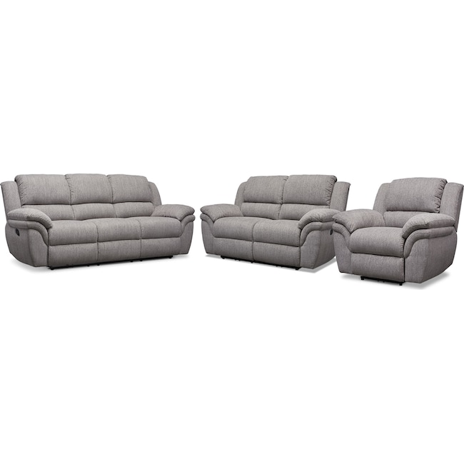 Living Room Furniture - Aldo Manual Reclining Sofa, Loveseat and Recliner
