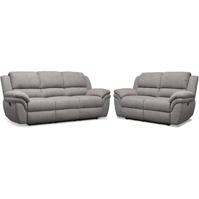 Living Room Furniture - Aldo Manual Reclining Sofa and Loveseat Set