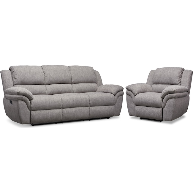 Living Room Furniture - Aldo Manual Reclining Sofa and Recliner Set