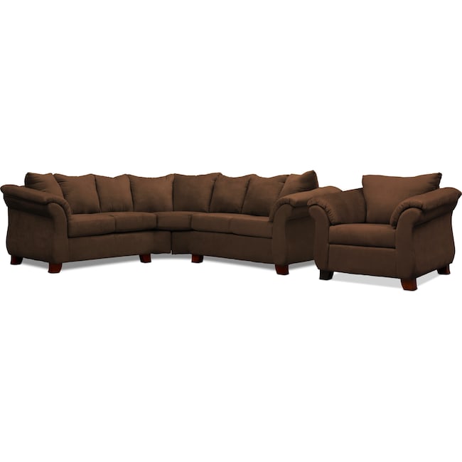 Living Room Furniture - Adrian 2-Piece Sectional and Chair Set