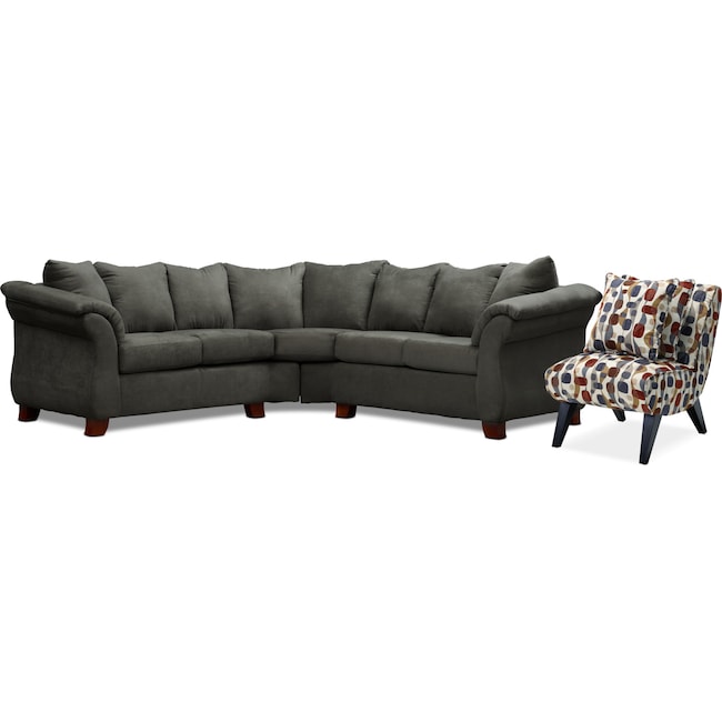 Living Room Furniture - Adrian 2-Piece Sectional and Accent Chair Set