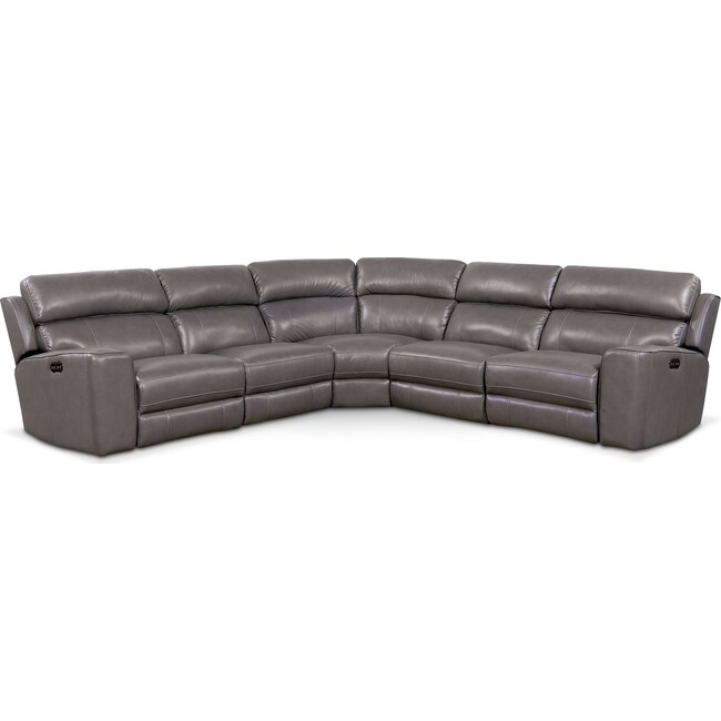 Living Room Furniture - Newport 5-Piece Power Reclining Sectional with 3 Reclining Seats