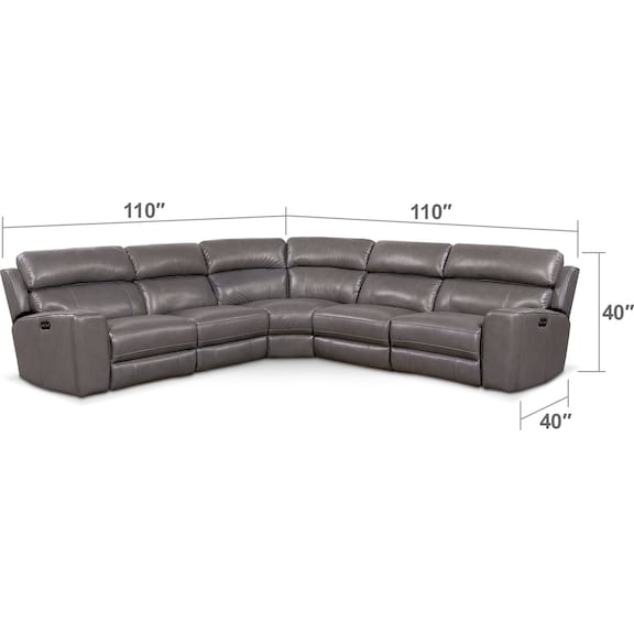 Living Room Furniture - Newport 5-Piece Power Reclining Sectional with 3 Reclining Seats