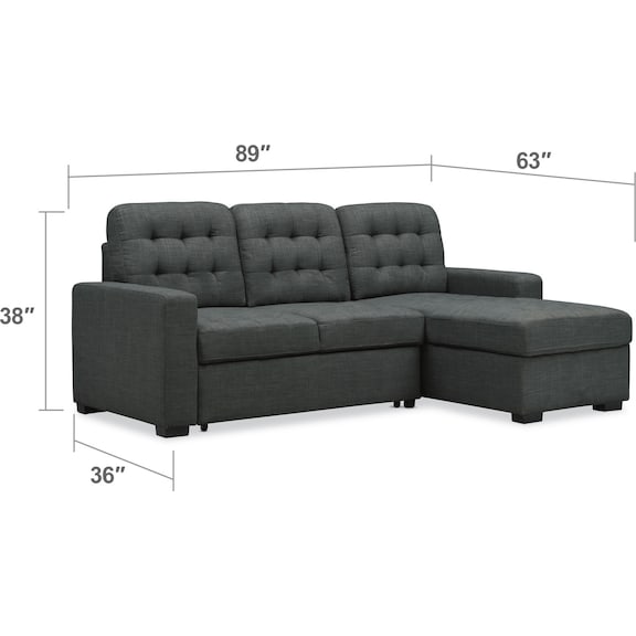 Living Room Furniture - Chatman 2-Piece Sleeper Sectional with Chaise