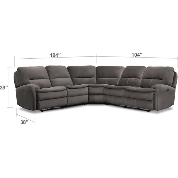 Living Room Furniture - Cruiser 5-Piece Manual Reclining Sectional and Recliner Set - Coffee
