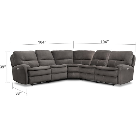 Living Room Furniture - Cruiser 5-Piece Dual Power Reclining Sectional with 3 Reclining Seats - Coffee