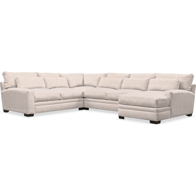 Living Room Furniture - Winston 4-Piece Sectional with Chaise