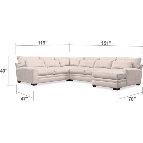 Living Room Furniture - Winston 4-Piece Sectional with Chaise