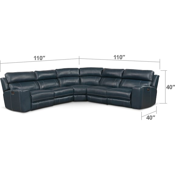 Living Room Furniture - Newport 5-Piece Dual-Power Reclining Sectional with 3 Reclining Seats