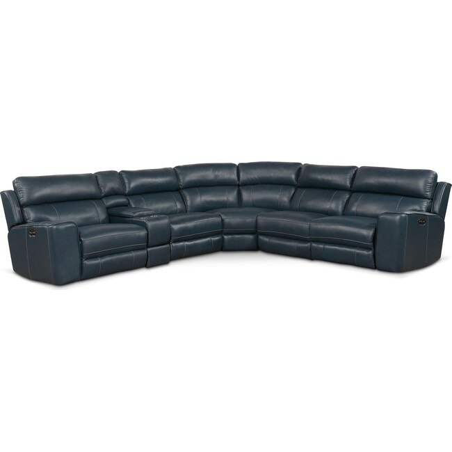Living Room Furniture - Newport 6-Piece Dual-Power Reclining Sectional with 2 Reclining Seats