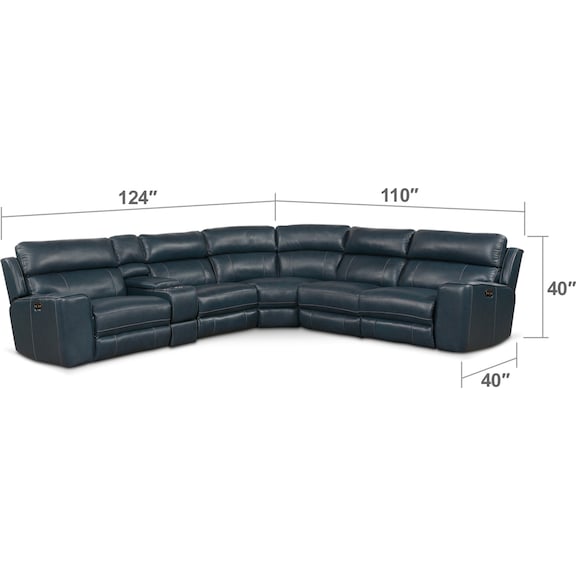 Living Room Furniture - Newport 6-Piece Dual-Power Reclining Sectional with 2 Reclining Seats
