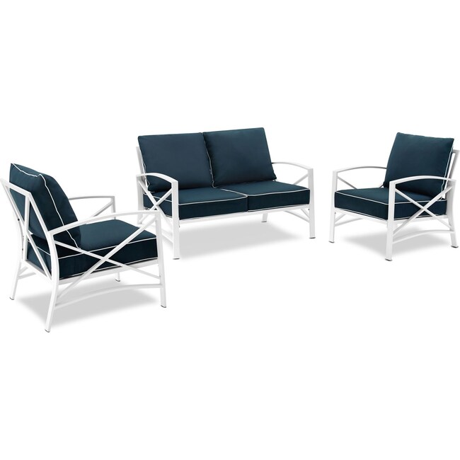 Outdoor Furniture - Clarion Outdoor Loveseat and 2 Chairs Set