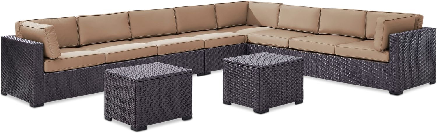 Isla 3 Piece Outdoor Sectional 2 Armless Chairs And 2 Coffee Tables