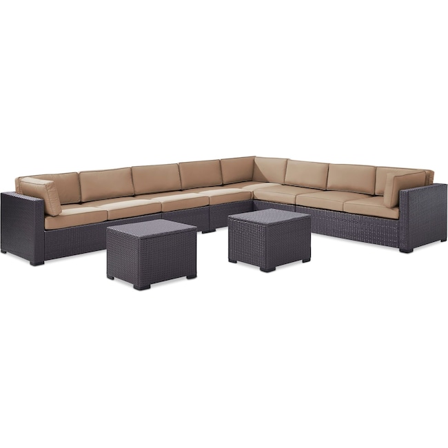 Isla 3 Piece Outdoor Sectional 2 Armless Chairs And 2 Coffee Tables