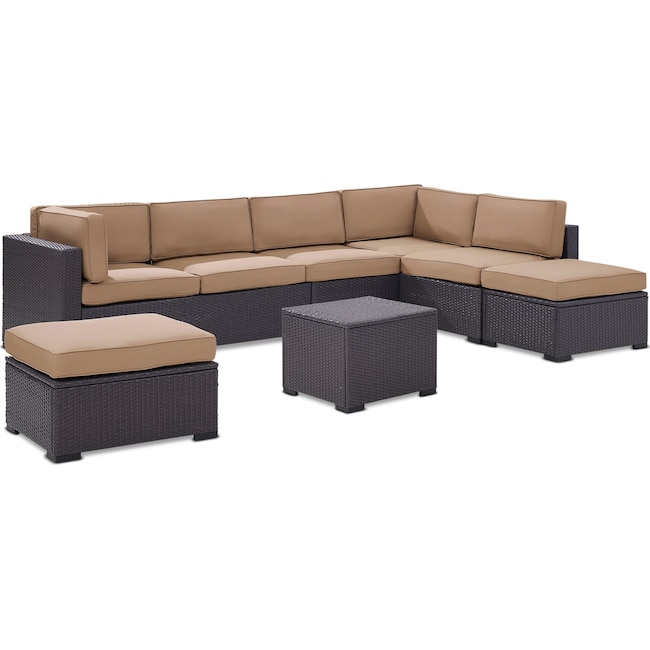 Outdoor Furniture - Isla 3-Piece Outdoor Sectional, Coffee Table, and 2 Ottomans