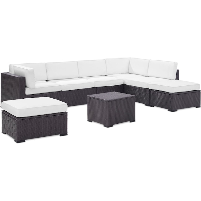 Outdoor Furniture - Isla 3-Piece Outdoor Sectional, Coffee Table, and 2 Ottomans