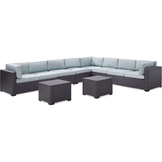 Outdoor Furniture - Isla 3-Piece Outdoor Sectional, 2 Armless Chairs, and 2 Coffee Tables