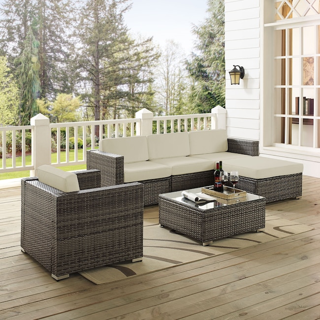 Outdoor Furniture - Lakeside 3-Piece Outdoor Sofa, Ottoman, Arm Chair, and Coffee Table Set