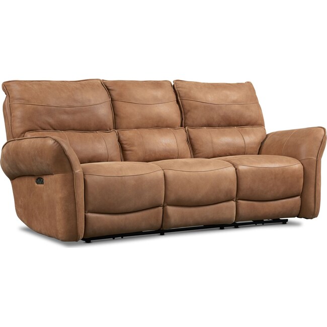 Living Room Furniture - Aspen Dual Power Sofa - Tan
