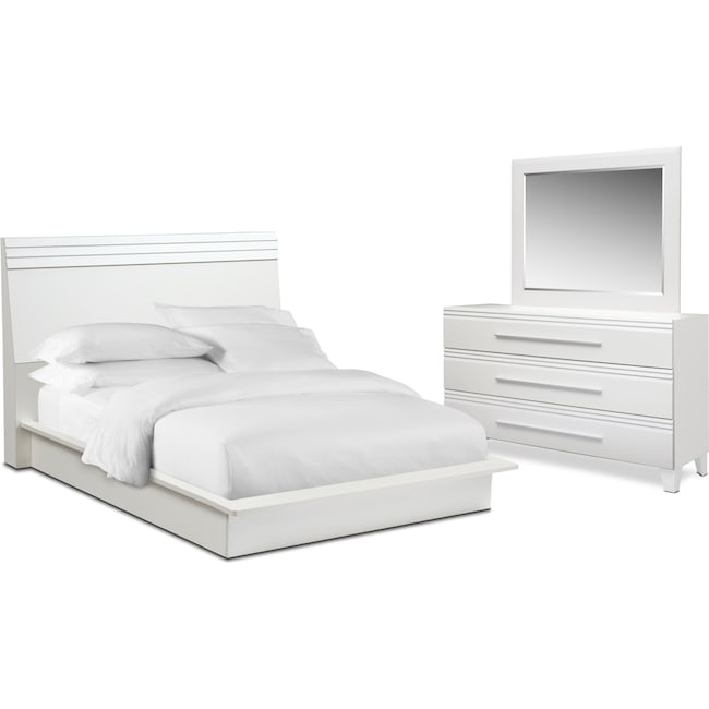 Bedroom Furniture - Allori 5-Piece Bedroom Set with Dresser and Mirror