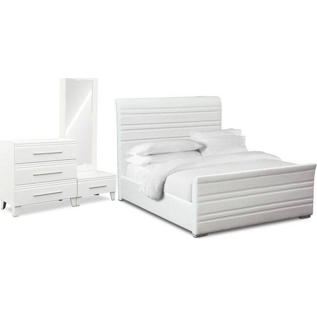 Bedroom Furniture - Allori 5-Piece Upholstered Bedroom Set with Chest