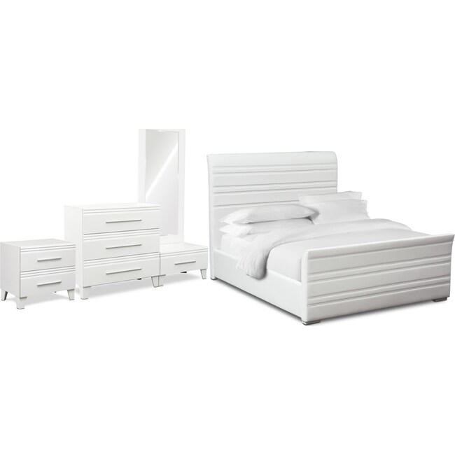 Bedroom Furniture - Allori 6-Piece Upholstered Bedroom Set with Chest