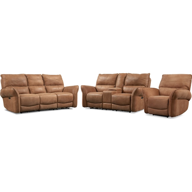 Living Room Furniture - Aspen 3-Piece Sofa, Loveseat and Recliner