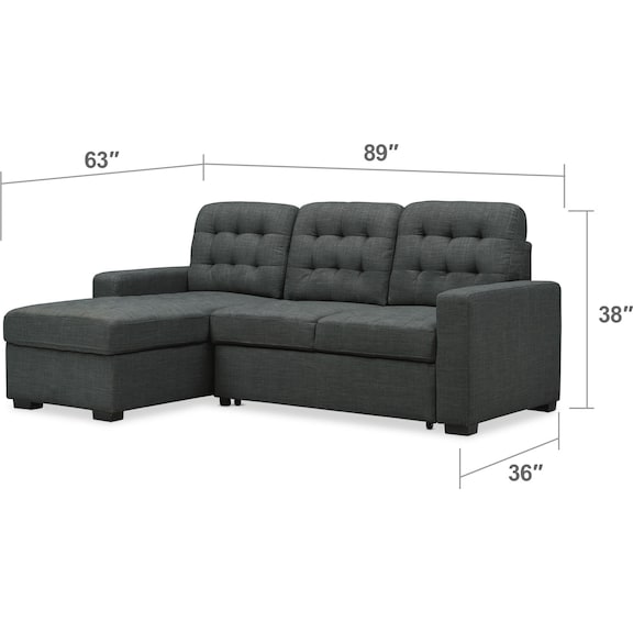 Living Room Furniture - Chatman 2-Piece Sleeper Sectional with Chaise