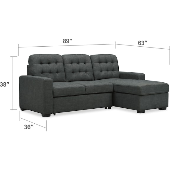 Living Room Furniture - Chatman 2-Piece Sleeper Sectional with Chaise