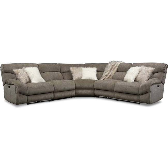 Living Room Furniture - Wave 5-Piece Dual-Power Reclining Sectional with 3 Reclining Seats