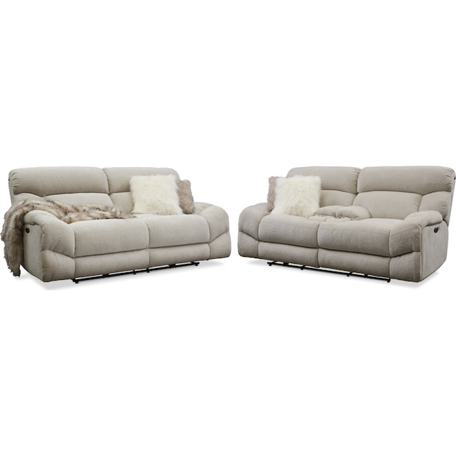Living Room Furniture - Wave Dual Power Reclining Sofa and Loveseat Set