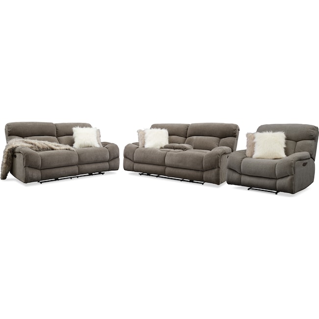 Living Room Furniture - Wave Dual-Power Reclining Sofa, Loveseat and Recliner