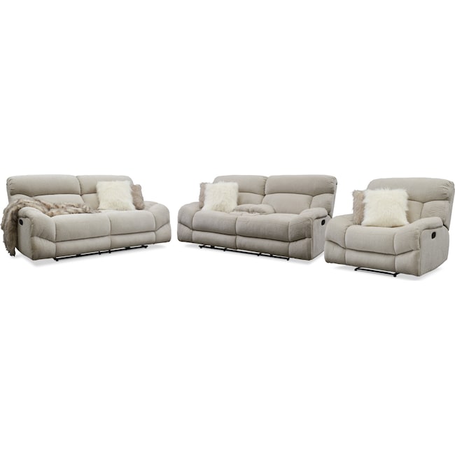 Living Room Furniture - Wave Manual Reclining Sofa, Loveseat and Recliner