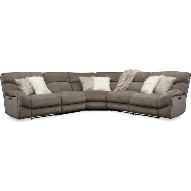 Living Room Furniture - Wave 5-Piece Dual-Power Reclining Sectional with 2 Reclining Seats