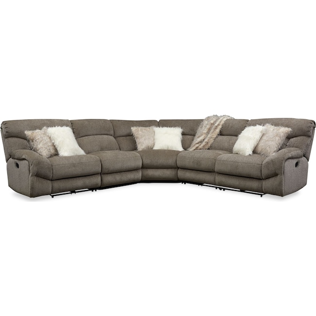 Living Room Furniture - Wave 5-Piece Manual Reclining Sectional with 2 Reclining Seats