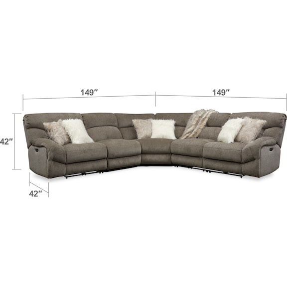 Living Room Furniture - Wave 5-Piece Dual-Power Reclining Sectional with 2 Reclining Seats and Recliner