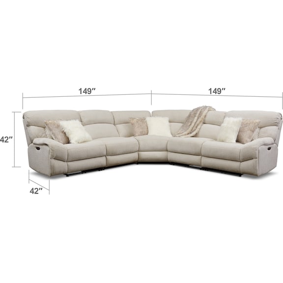Living Room Furniture - Wave 5-Piece Dual-Power Reclining Sectional with 3 Reclining Seats
