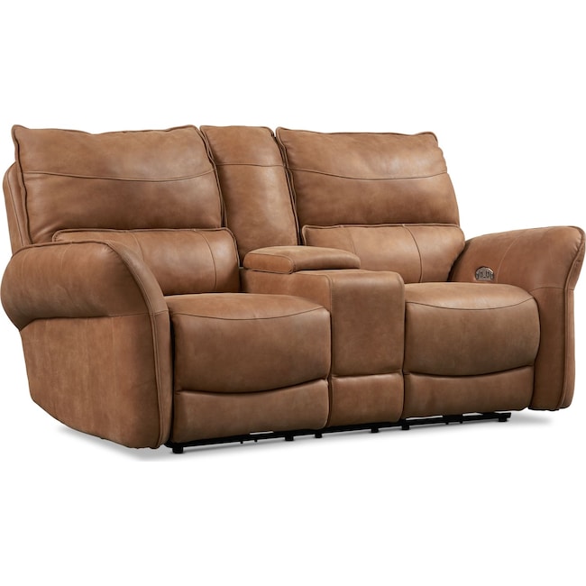 Living Room Furniture - Aspen Dual Power Loveseat - Tan