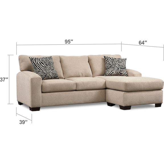 Living Room Furniture - Nala 2-Piece Sectional with Chaise