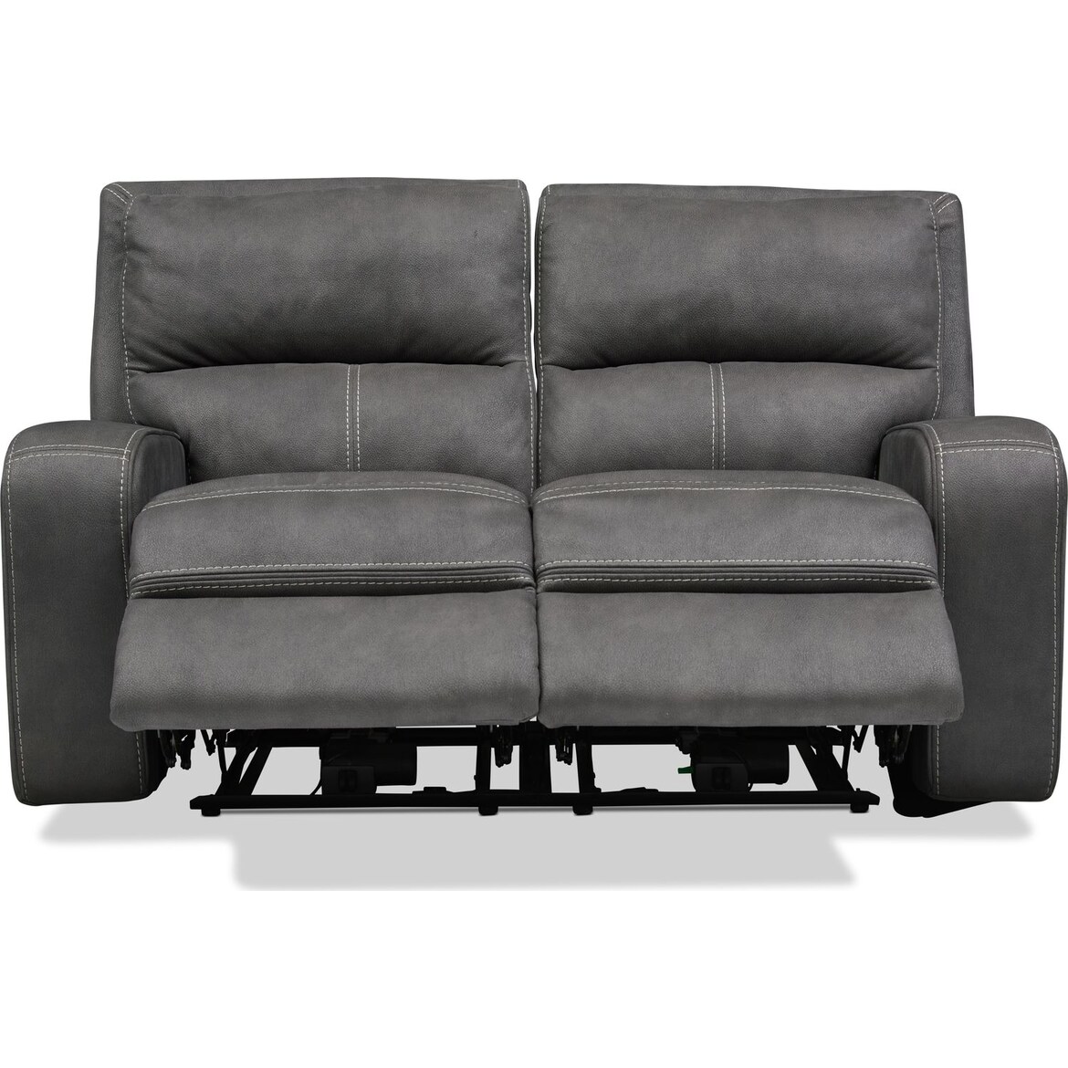 Burke Dual-Power Reclining Loveseat - Charcoal | Value City Furniture