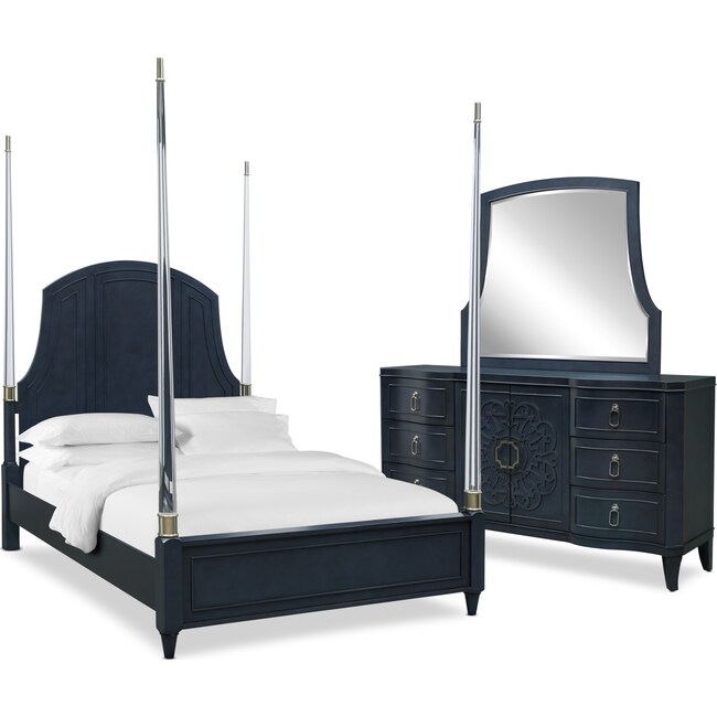 Bedroom Furniture - Isabel 5-Piece Post Bedroom Set with Dresser and Mirror