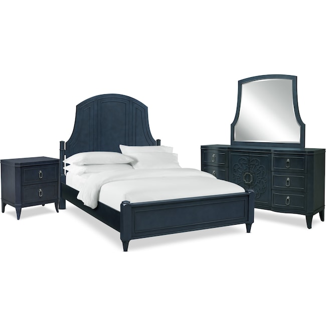 Bedroom Furniture - Isabel 6-Piece Bedroom Set with Nightstand, Dresser and Mirror