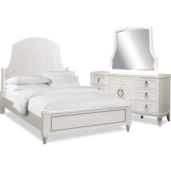 Bedroom Furniture - Isabel 5-Piece Bedroom Set with Dresser and Mirror