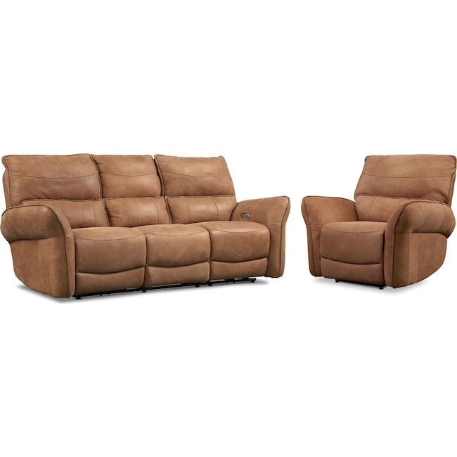 Living Room Furniture - Aspen Dual-Power Reclining Sofa and Recliner Set