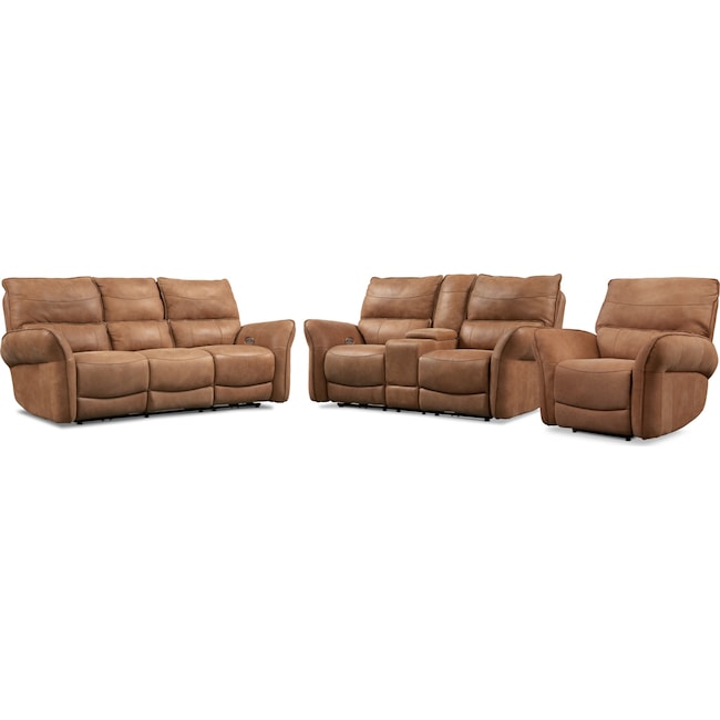Living Room Furniture - Aspen Dual-Power Reclining Sofa, Loveseat and Recliner