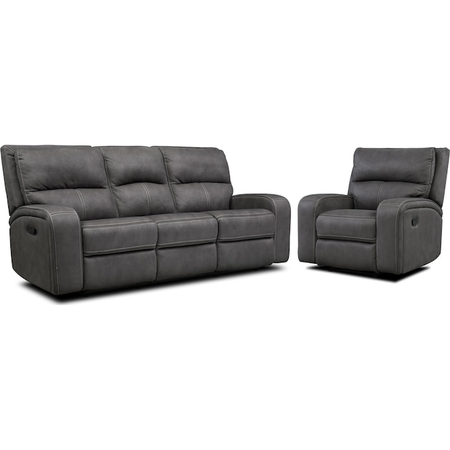 Living Room Furniture - Burke Manual Reclining Sofa and Recliner Set