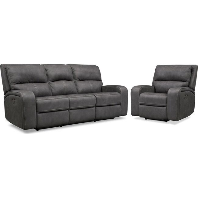 Living Room Furniture - Burke Dual-Power Reclining Sofa and Recliner Set