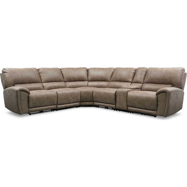Living Room Furniture - Gallant 6-Piece Dual-Power Reclining Sectional with 3 Reclining Seats
